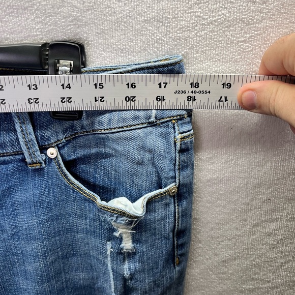 Seven7 Distressed Sexy Flare Jeans Womens 32 Plus Size Blue Denim Stretch 2555 - Picture 5 of 11